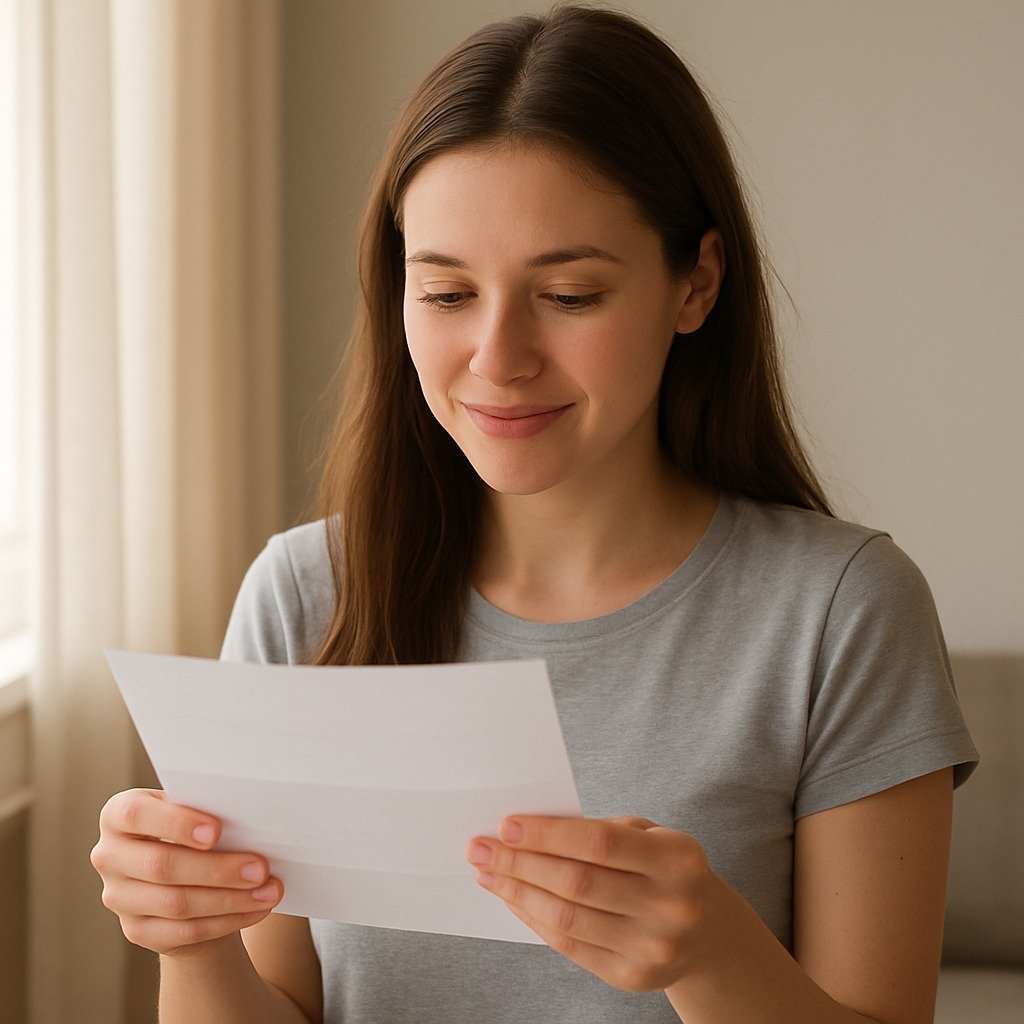 Customer reviewing a letter